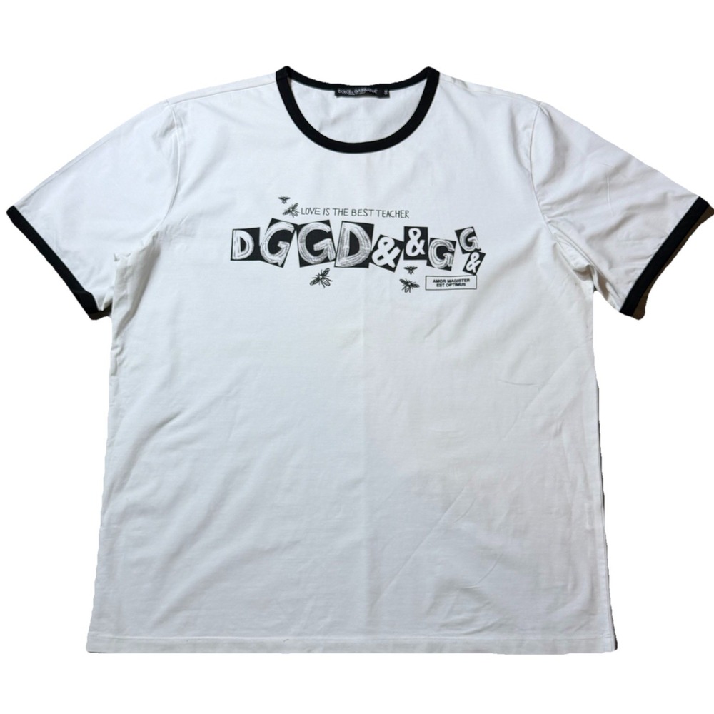 Dolce & Gabbana D&G Ringer Tee Love‎ Is The Best Teacher Italy Sz 56